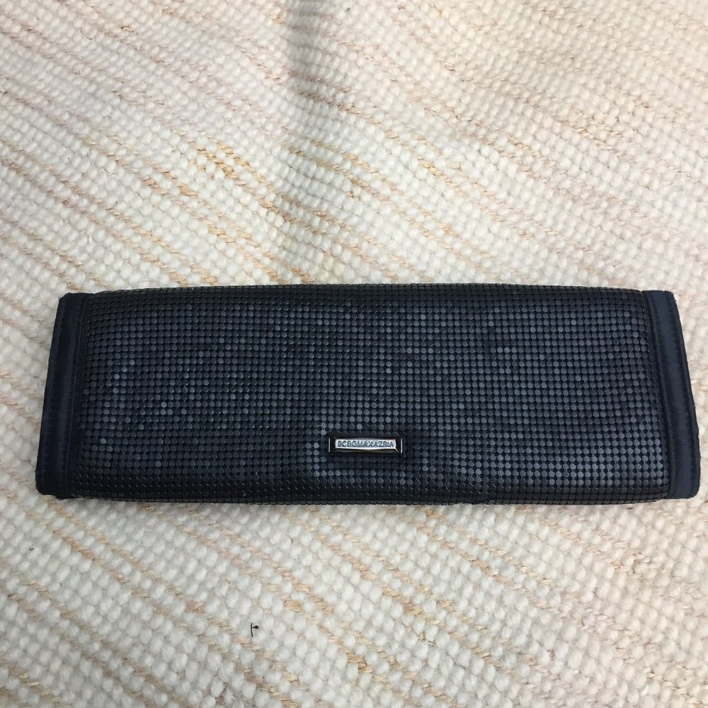 BCBGMaxAzria black mettalic mesh clutch